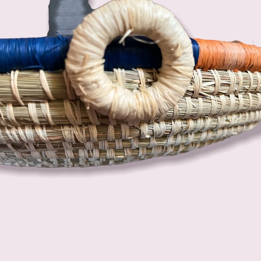 NWT threshold all about Africa woven bowl wicker natural hue multicolored - Picture 6 of 7